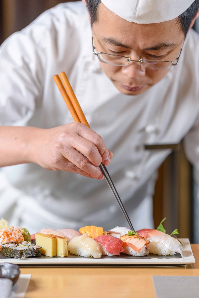 AndazShanghai's tweet photo. For only CNY98+15% and CNY158 +15%, find the real spirit of #sushi at 88 Sushi Bento Bar. Chef Alex Jiang is serving his #chefsspecial sushi sets at the bar table every noon from 11:30 to 14:30. Call 021-23101769 to book your spots. https://t.co/WrUPdrwjHy
