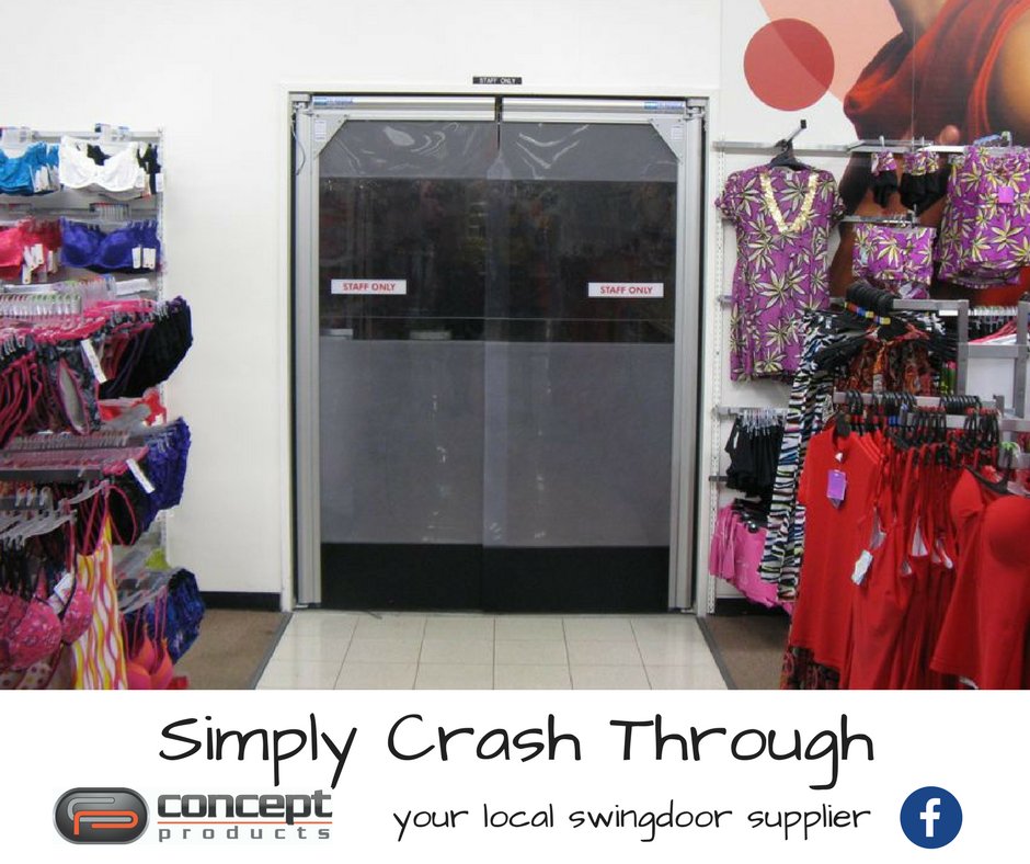 Simply crash through – Doorway Solutions! <a href="/conceptproducts/">blue</a>, your local swingdoor supplier here in Australia!