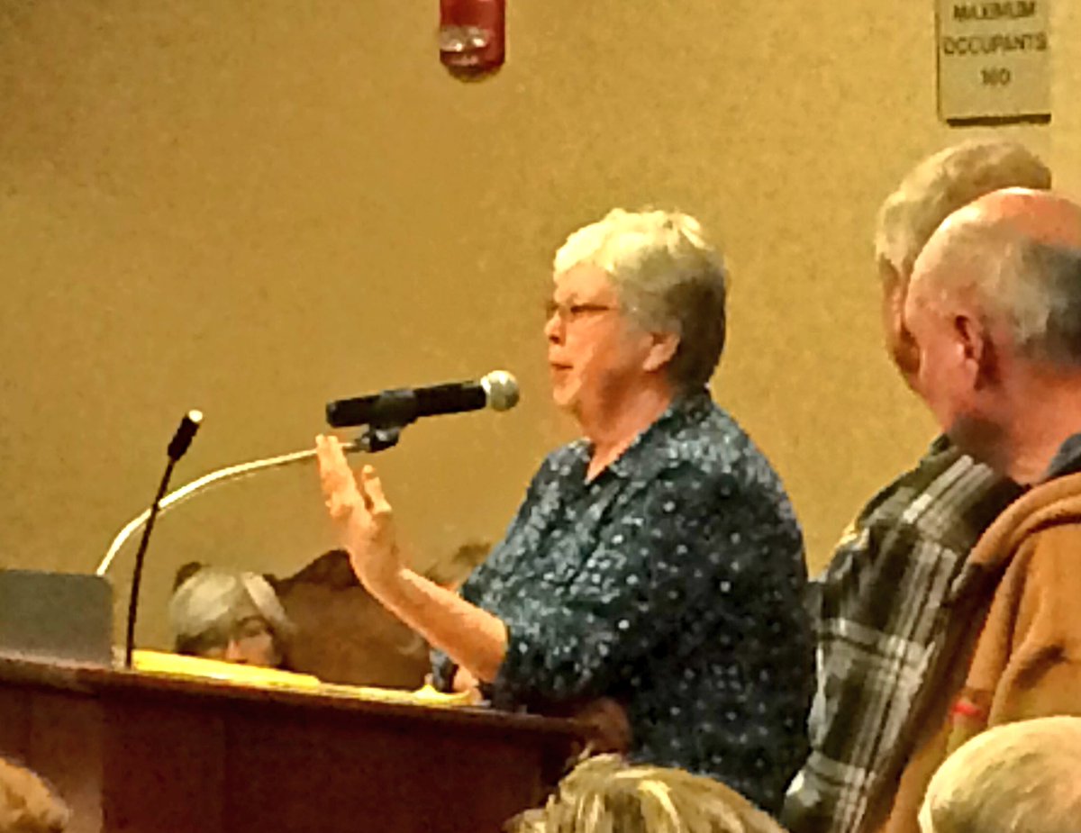 PRBResCouncil's tweet photo. Joan Tellez, neighbor to the proposed industrial park, talks about the history of the Tongue River Valley. Concerned about possible pollution to the river. #coal $METC #Ramaco https://t.co/mLZvEvzw6w