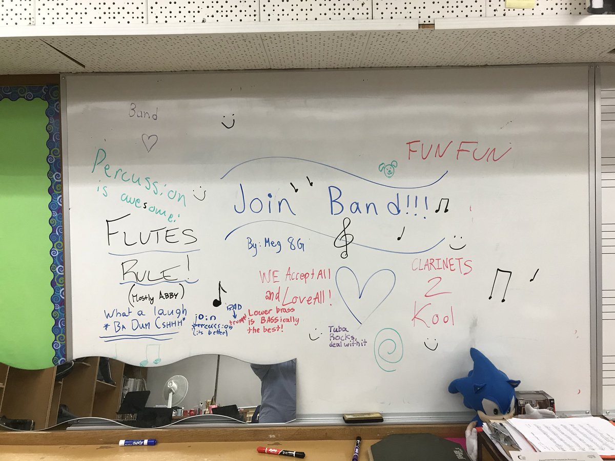 MusicAtHodgson's tweet photo. We brag that we teach the best musicians at Hodgson. The best students. Tonight was proof. Grade 5 parent night… the ENTIRE band program showed up. 100 musicians who just wanted to show why #hodgsonmusicrocks. They also left notes for our visitors. #Ilovemyjob #MusicMatters https://t.co/7B8bDs1INA