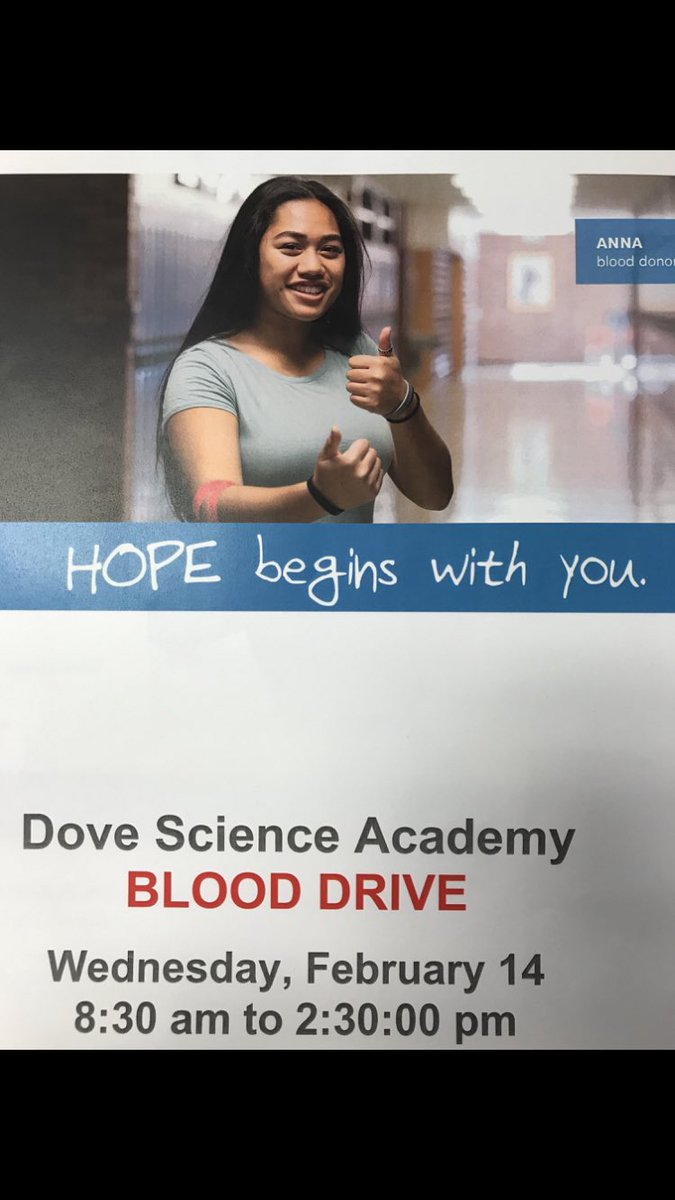 zsezeredu's tweet photo. Did you know there is no blood substitute and still only one source for transfusion VOLUNTEER BLOOD DONORS? 
Dove Science Academy Tulsa hosting a blood drive on Feb 14th at campus.  
Spread the love, donate some blood! https://t.co/lpRzzz3j3u