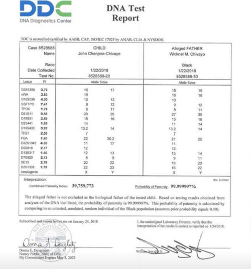 Positive Fake Paternity Test Results Template