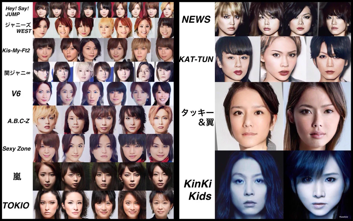 こういう女優いるｗアプリでジャニーズグループを女性化させるとこうなるｗ