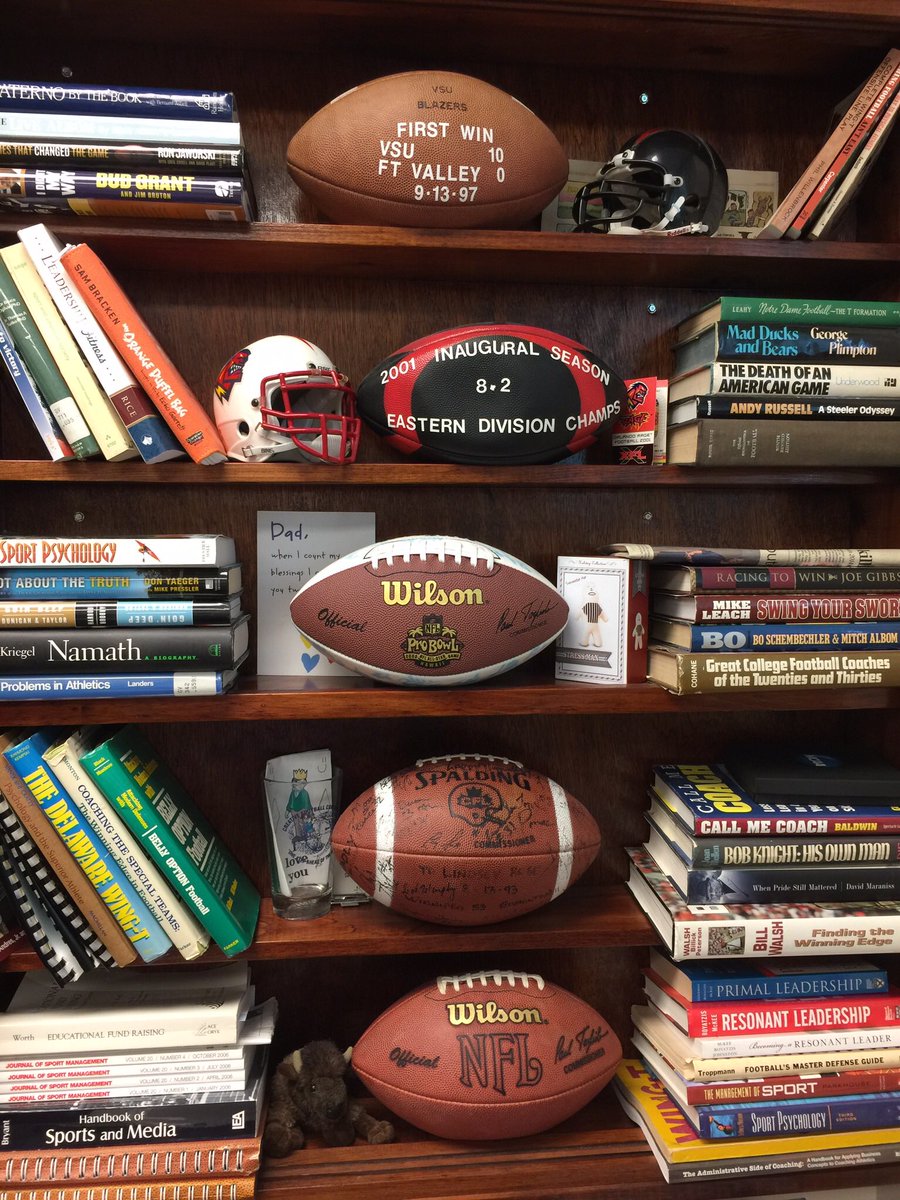 coachmikekelly's tweet photo. @MainEventXFL Bookshelf in my office proudly displays my 2001 eXperience! https://t.co/bYurCLBxcP