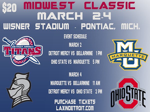 Midwest Classic Lacrosse Tickets Now On Sale #DetroitsCollegeTeam #MAACLAX #MidwestClassic 

For More Info, Purchase Tickets → bit.ly/2GgVN5p