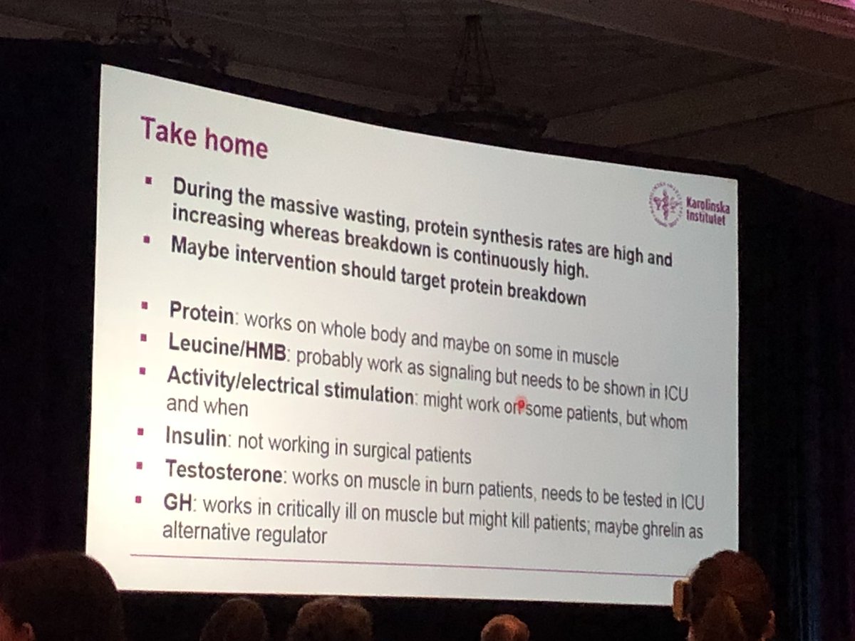 LSChapple's tweet photo. Fascinating presentation by Olav Rooyackers @icu_metabolism on potential therapies to reduce muscle wasting in critical illness. https://t.co/k7yqi4DSnk