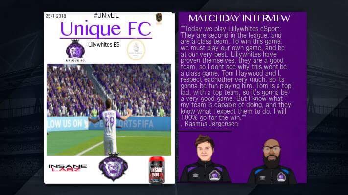 Unique_FC_'s tweet photo. Matchday programe for The game between The league leaders Unique FC and second In table Lillywhites. 🎮 Gameday!!
🏆@OfficialVPG
🆚Lillywhites eSport
⏲️21.00 PM
📅 25/1-2018. #ComeonUnique #Unique #UniqueTogether https://t.co/Jot3EFWFpM