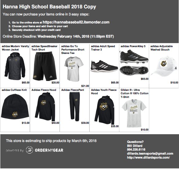 Check out our online store to get your TLH baseball gear for the '18 season!  Stores closes on Feb. 14th