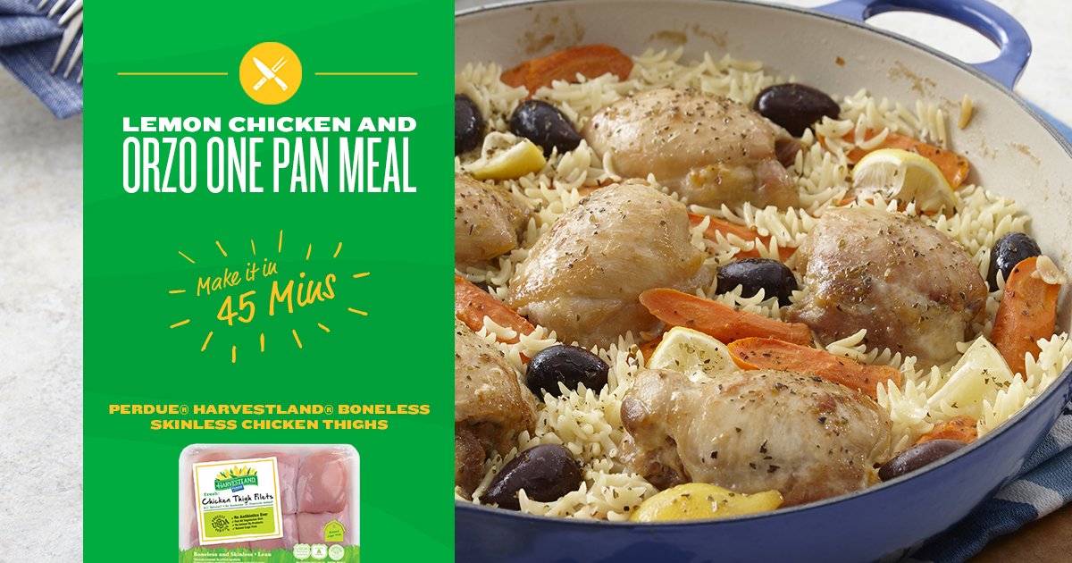 TimelessSpacess's tweet image. Cook dinner for the whole family in just one pan. Try our delicious lemon @PerdueChicken and orzo one pan meal recipe! #Promotion #PerdueCrew - sot.ag/7cWc0