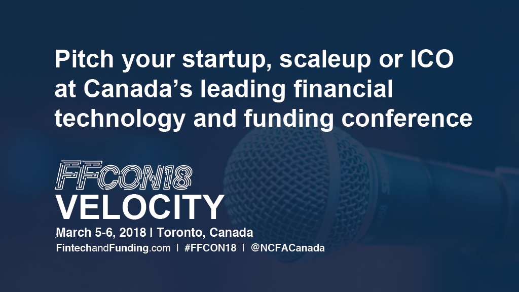 NCFACanada's tweet photo. Here is a great opportunity to pitch your startup at Canada's leading #fintech & #funding #conference. #FFCON18 Deadline to apply is Feb 9. Click the link for details. #techyyz #startups #entreprneurs #SenecaHelix
https://t.co/mwg8cKxb1m https://t.co/AFlm4k66qy