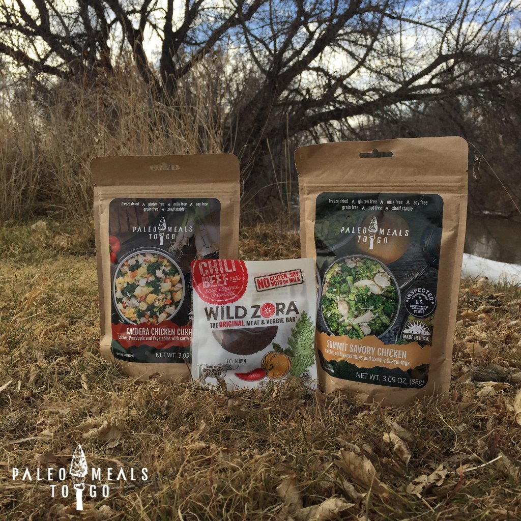 PaleoMealsToGo's tweet photo. Lunch, supper and a snack!  Wanderlusters, explorers, and globetrotters dive into a meal sure to spice up your adventure in the backcountry, backpacking, skiing, hiking, camping, and traveling. No prep, dishes, or mess. Just wholesome, delicious, Paleo food made in Colorado. https://t.co/9jDwiWllqS