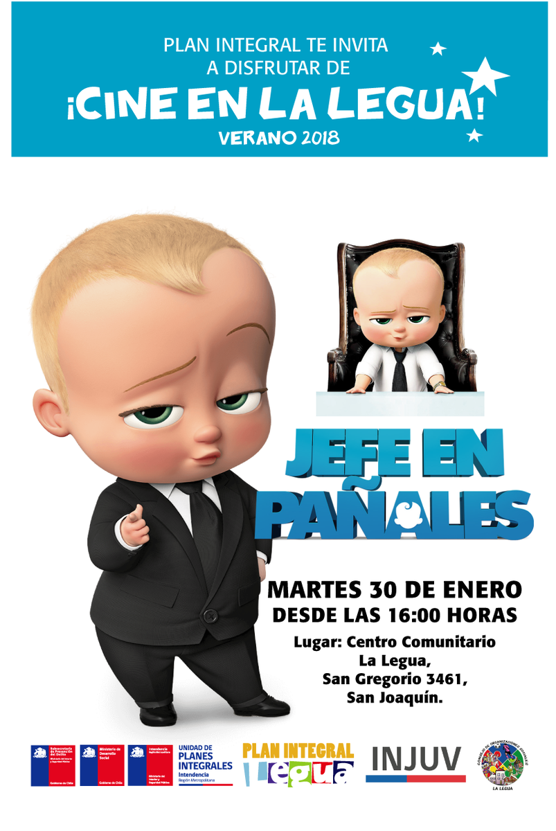 PlanLegua's tweet photo. ¡Nuevamente el cine se toma La Legua! Te esperamos en el Centro Comunitario el próximo martes 30 de enero para disfrutar de la entretenida "Jefe en Pañales" ¡No faltes! #VeranoenLaLegua 🌞

@IntendenciaRM @CanaldelaLegua @Orrego @ortegahernan @INJUVRM https://t.co/BwYlwQAJhH