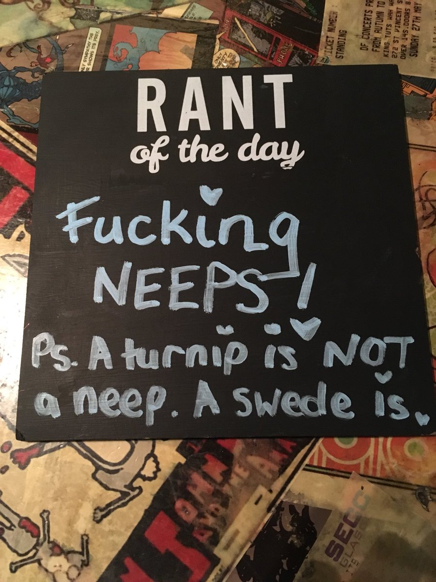 morleysaurus's tweet photo. Decided to add my two day hilarious rant/argument with customers to my board! A neep is a swede, NOT a turnip! 🤣#BurnsNight2018 #Neeps #RantOfTheDay #TeamFish #NotATurnip https://t.co/xzKqyh0OHi