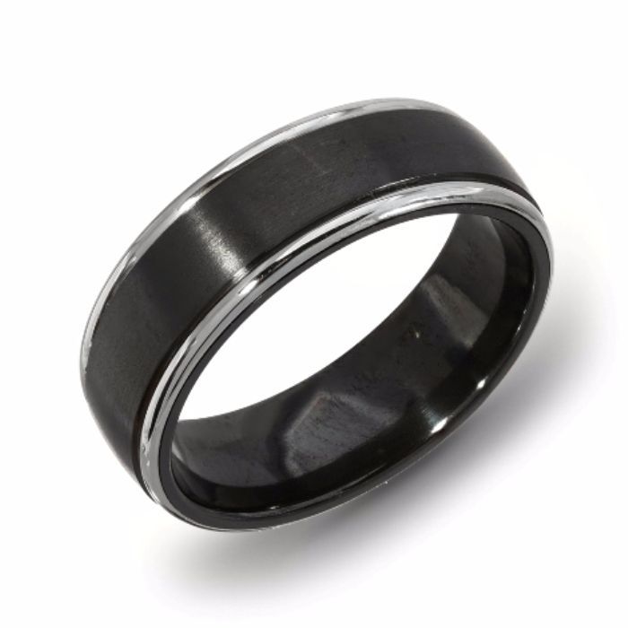 #BlackZirconium Band ~ 14K White Gold Inlay Border (7300W) #weddingring #weddingband #rings #stl #stlouis bit.ly/2xDIb3l