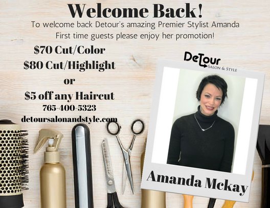 Detour_SS's tweet photo. We are extremely excited to have Amanda McKay back behind the stylist chair! She is now booking appointments, so give us a call today and take advantage of her welcome back promo while it lasts! #takeadetour #DetourAmanda https://t.co/HV8AR44dzE