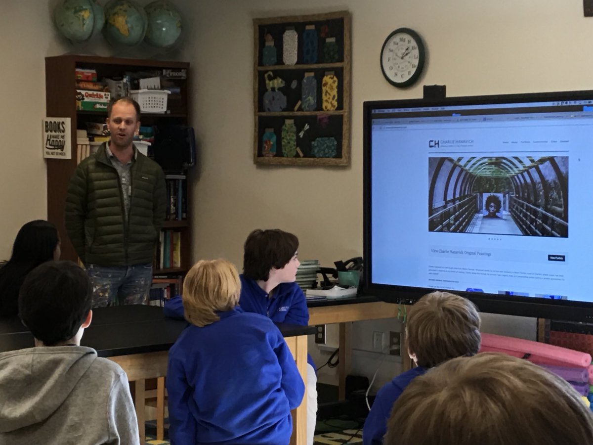 kstorysquared's tweet image. #6thTrinity worked with @CharlieHanavich today. Seeing his art, painting with him, signing their piece, and posing with him. What a great afternoon! #TrinityLearns #SpotlightOnArt