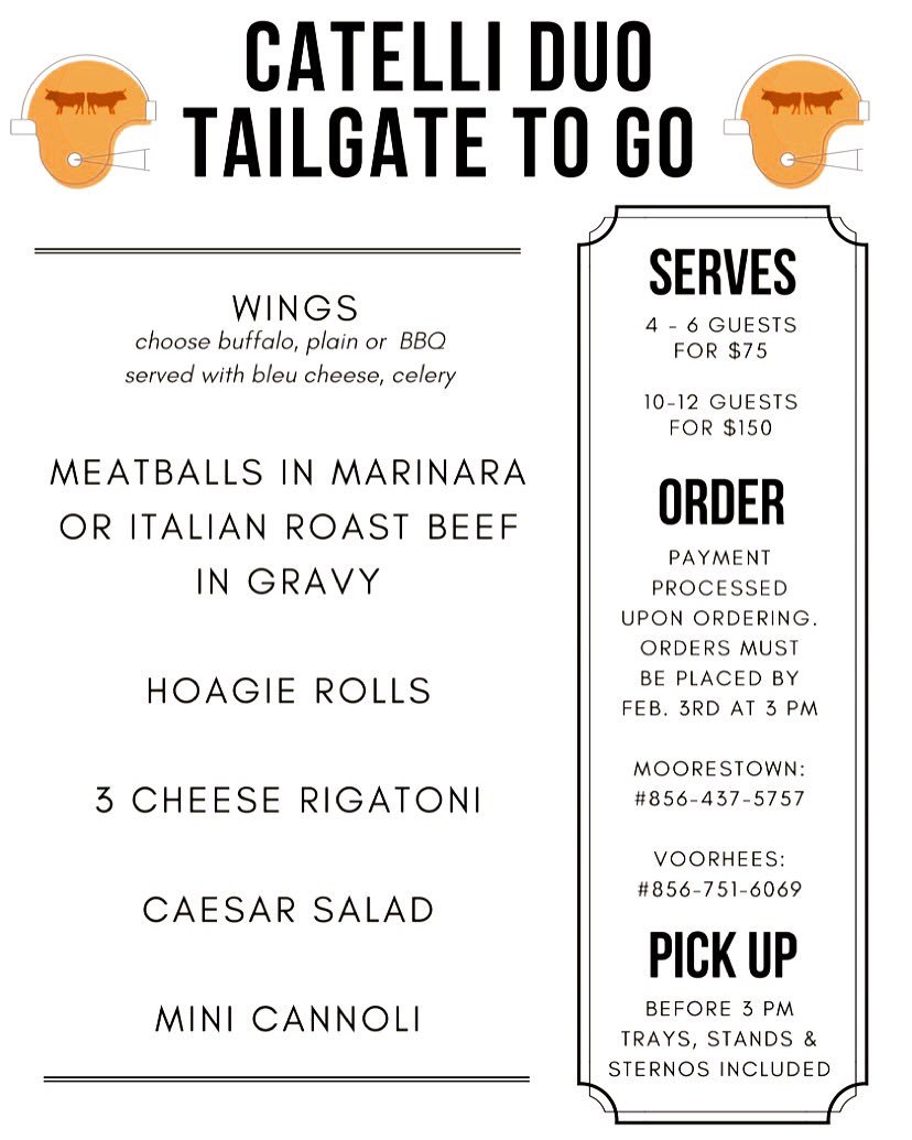 Let Catelli Duo take care of your Super Bowl Party! 🏈