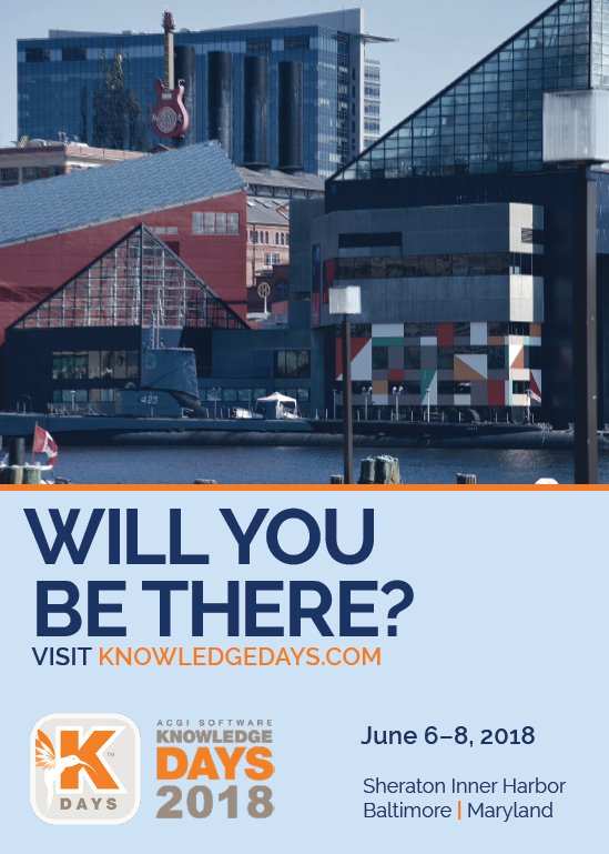 ACGISoftware's tweet image. Have you registered for KDays 2018?
If not, it's not too late. You can save $100! February 15th will be the last day to secure your early-hummingbird rate for ACGI's software users conference (KDays), so don’t delay - register today. bit.ly/2Gf111o