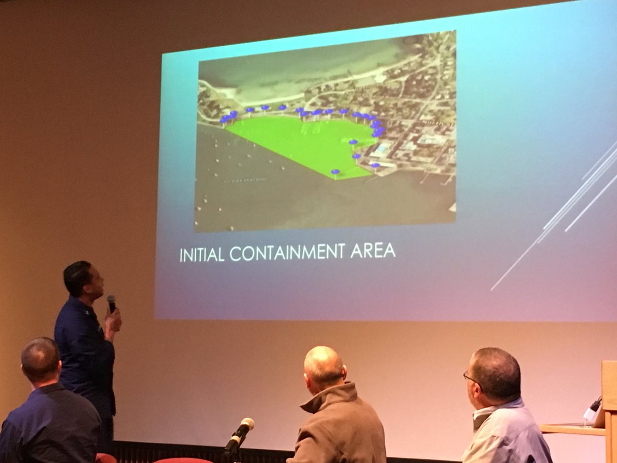 samurphy88's tweet photo. Coast Guard: initial containment area of oil sheen set up on Monday. https://t.co/xIyLlN5bv7