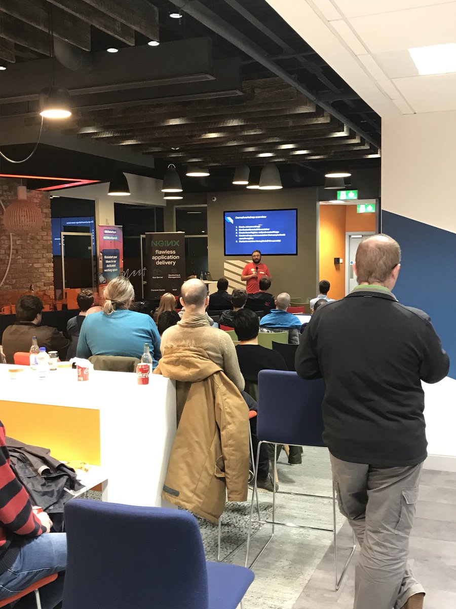 DockerCork's tweet photo. Our third and final speaker of the night, Greg Bernas is speaking about #Azure and #Docker working in unison @DockerCork @nginx #workbench https://t.co/TCI56I67ns