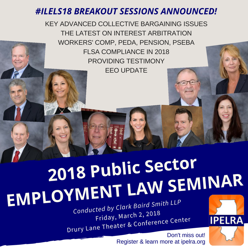 IPELRA's tweet photo. Don't delay, reserve a spot in an #ILELS18 breakout session today! @ILPoliceChiefs @dupagechiefs Sessions are assigned first come, first served: #WorkersComp #PEDA #Pension #PSEBA #Testimony #InterestArbitration #CollectiveBargaining #EEO #FLSA https://t.co/iXLtaFZBhQ https://t.co/48LlM5vtxj