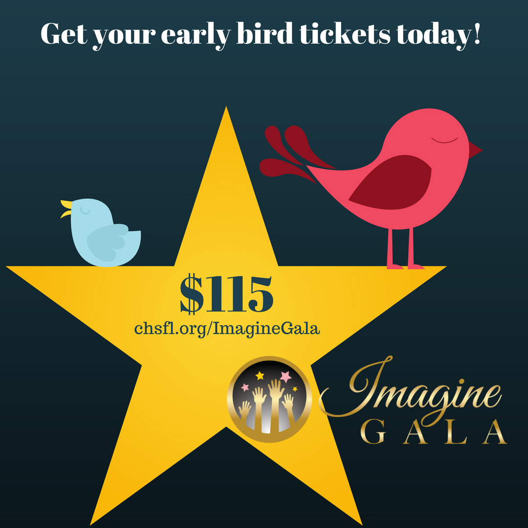 In honor of Children's Home Society of Florida's 115 years of serving Florida's kids, the #ImagineGala early bird ticket price is $115.  One sale now!!  #allstaraffair