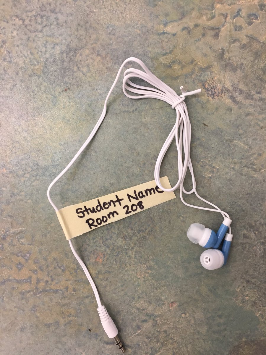 DaphneCRussell's tweet image. An evolving digital classroom means that our school supply list must evolve too. Thank you, parents, for sending your students with personal earbuds! I like to label them with low-tech masking tape to prevent loss or mix ups. #HuskyLearning #vpsitf