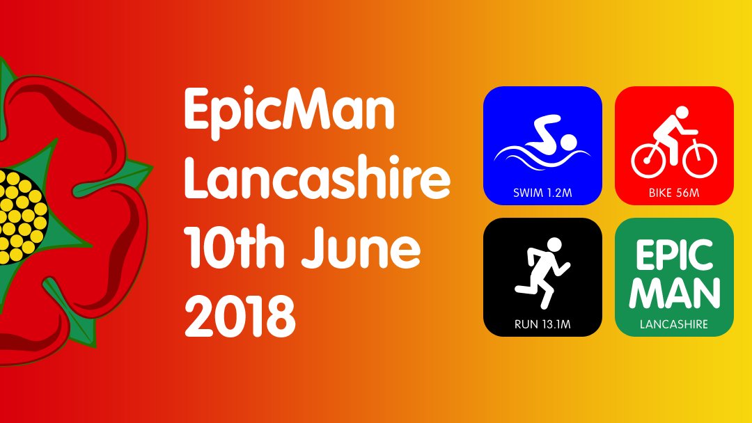 Epicman Lancashire Middle Distance Triathlon: 1.2mile swim, 56 mile hilly bike &amp; a 13.1 mile flat run. Only £69. Enter at ow.ly/7xD630hPX8o