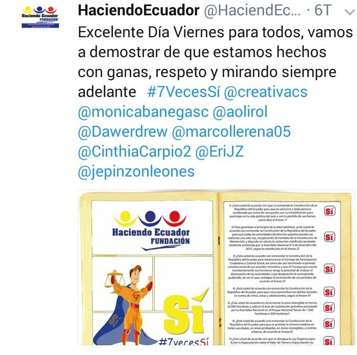 datos48's tweet photo. #monicabanegascedillo sigue esta cuenta que hace propaganda por el Si a favor de la consulta donde está la ética del #CNEECUADOR #CNEEC https://t.co/eICbCXcFaN