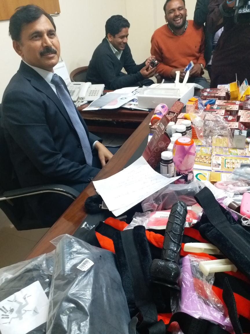 FIA CCC Lahore conducted raid and recovered huge quantity of sex medicines  and sex toys under the supervision of Jameel Ahmad Khan DD/CCC, accused  were running porno sites also.