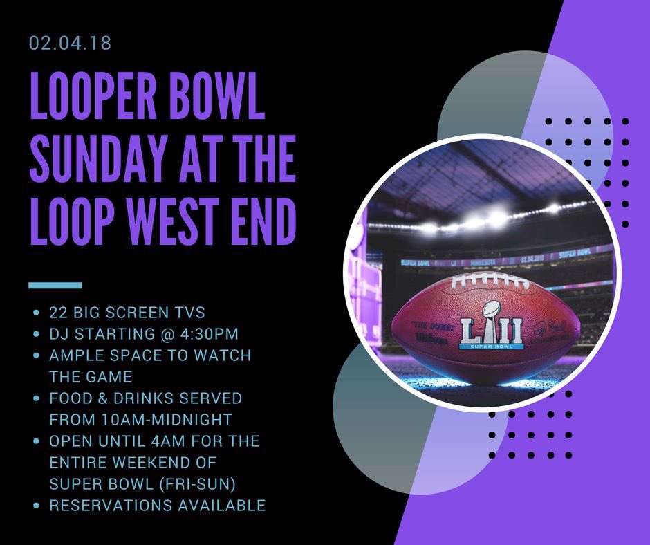 <a href="/loopwestend/">Loop WestEnd</a> is having looper bowl festivities for the weekend of the big game! #shopsatwestend #Minneapolis