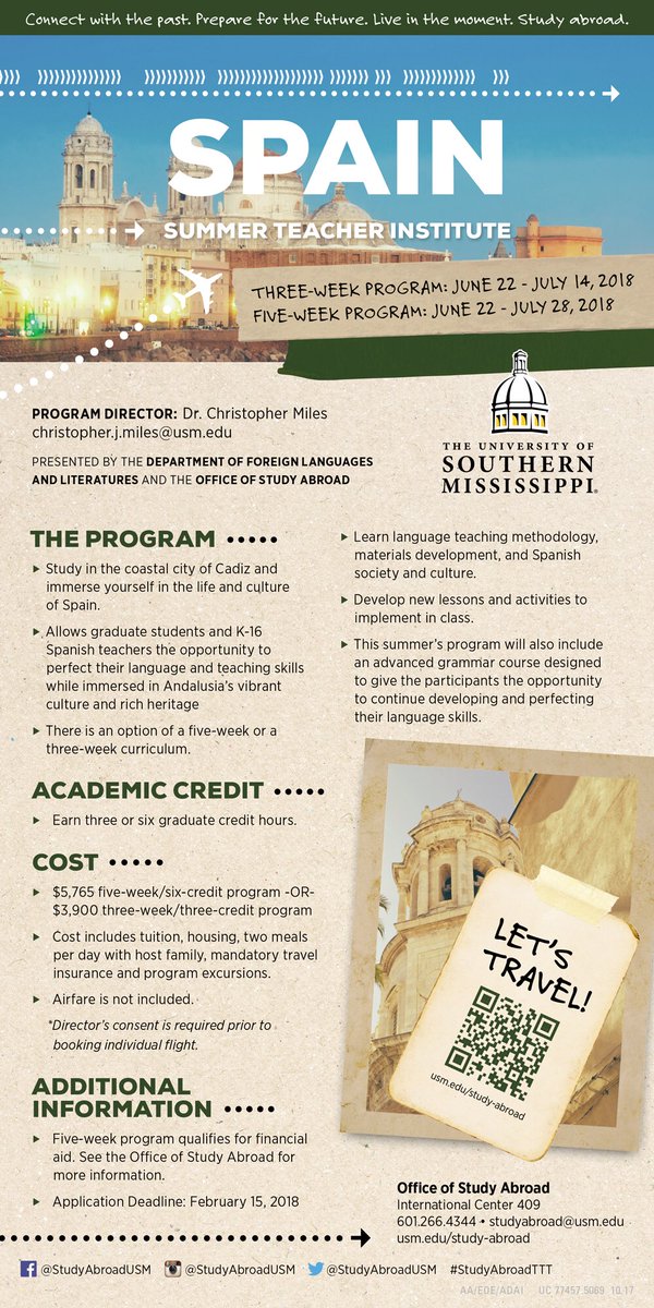 Summer Teacher Institute in Cadiz for graduate students and Spanish teachers! <a href="/studyabroadusm/">Study Abroad</a> <a href="/ms_fla/">MSFLA</a> mfla