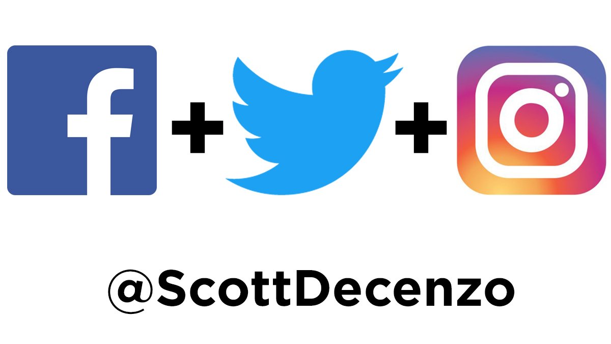 Hey what's up everyone! Haven't been on Twitter in a while but this is my one and only account. You can also follow me on Facebook (facebook.com/ScottDecenzo) and Instagram (<a href="/ScottDecenzo/">Scott Decenzo</a>). More coming soon! -Scott