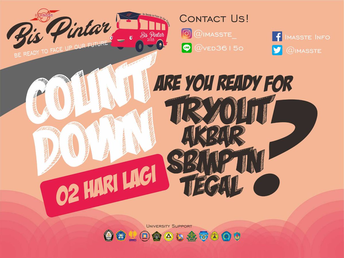 🎉2 HARI LAGI MENUJU BIS PINTAR 2018🎉

Tinggal 2 hari lagi menuju BIS PINTAR 2018
Bagi kalian yang belum memiliki tiketnya ayo segera daftarakan diri kalian... Karena tidak tersedia tiket OTS.

For more info click on:

instagram.com/p/BeZcwQMHcQI/