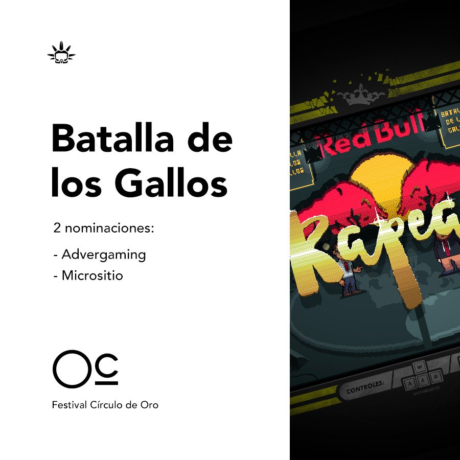 AlucinaStudio's tweet photo. ¡Gran noticia! Nuestro juego Batalla de los Gallos para Red Bull recibió el día de hoy 2 nominaciones en el @CirculoMexico, festival que premia a lo mejor de la publicidad en México. #28CírculoDeOro #CirculoDeOro28 https://t.co/57b6KuwzMX