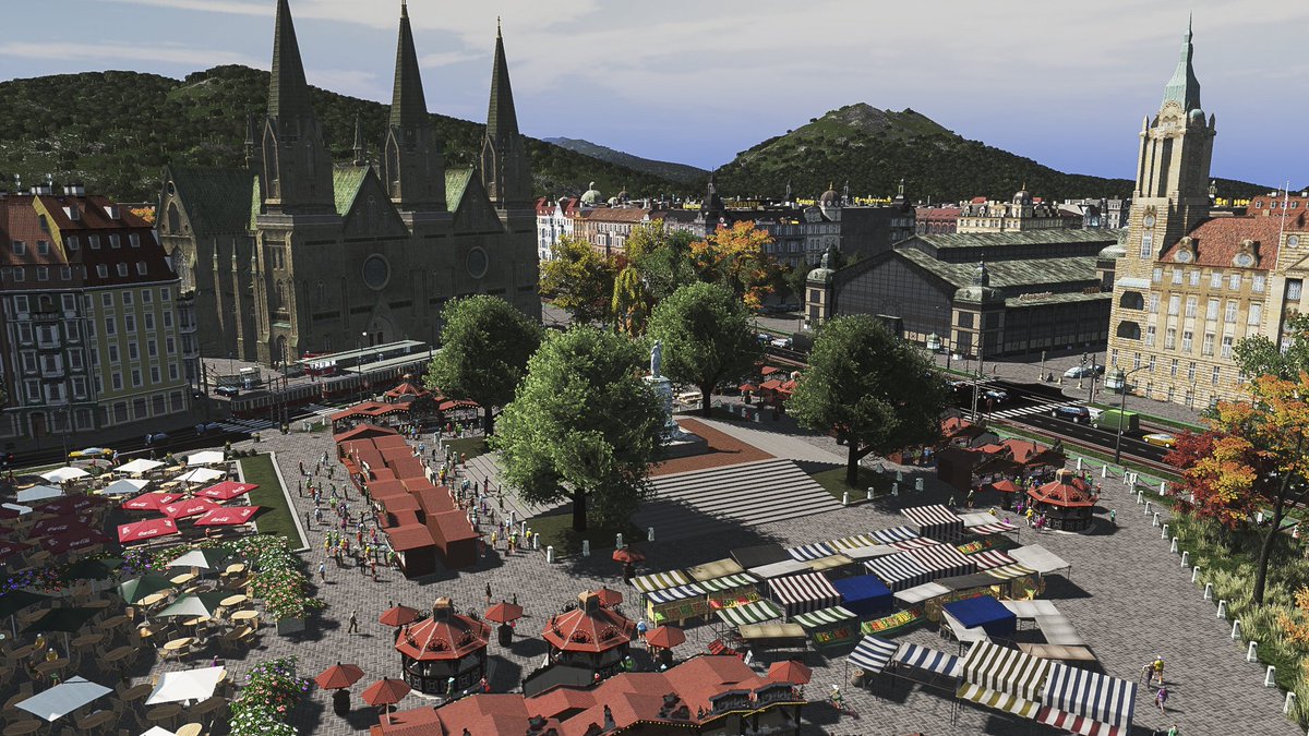 Aquilasol Cities Skylines A Warm Autumn Afternoon In Wyebruck S Market Square Citiesskylines Citiesskylinesgame Paradox Game Simulation Mods Cities Skylines Steam Steamworkshop Pcgame Colossal Colossalorder City Market