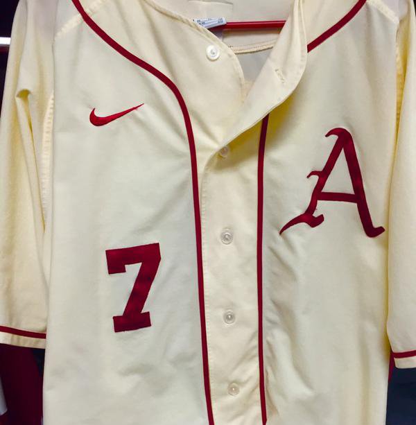 arkansas baseball jersey cream