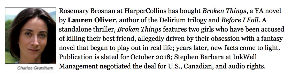 OliverBooks's tweet photo. I teased the title. Now it’s official: my next YA novel, Broken Things, Fall 2018, from HarperCollins. Check it out on Goodreads and lots more info to come, very soon! https://t.co/P1mjXS4foa https://t.co/9KgpmTc6WF