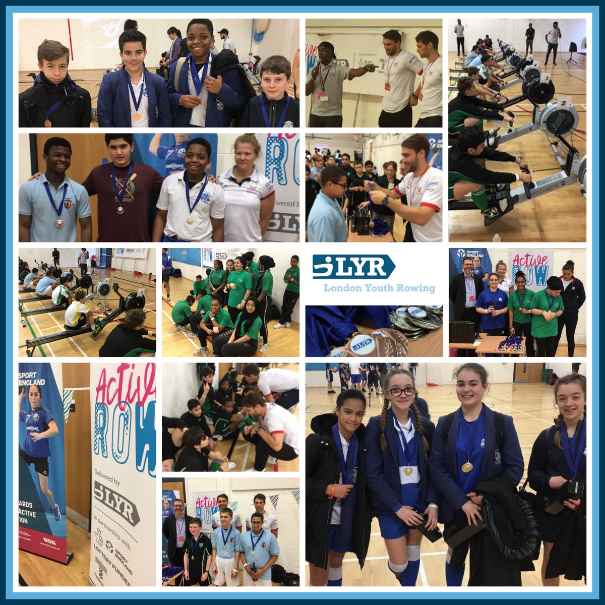 WisemanEaling's tweet photo. 'Superb atmosphere built with @LYRowing's mic countdown '10, 9, 8 .', intense noise levels in sports hall as scores of students cheered teams - #toughgoing, #InspiringSupport from #GBRowingTeam - a great event. Our thanks to the #ActiveRow organisers & sponsors.' Mike Kiely, HT https://t.co/n6rYSvPZX3