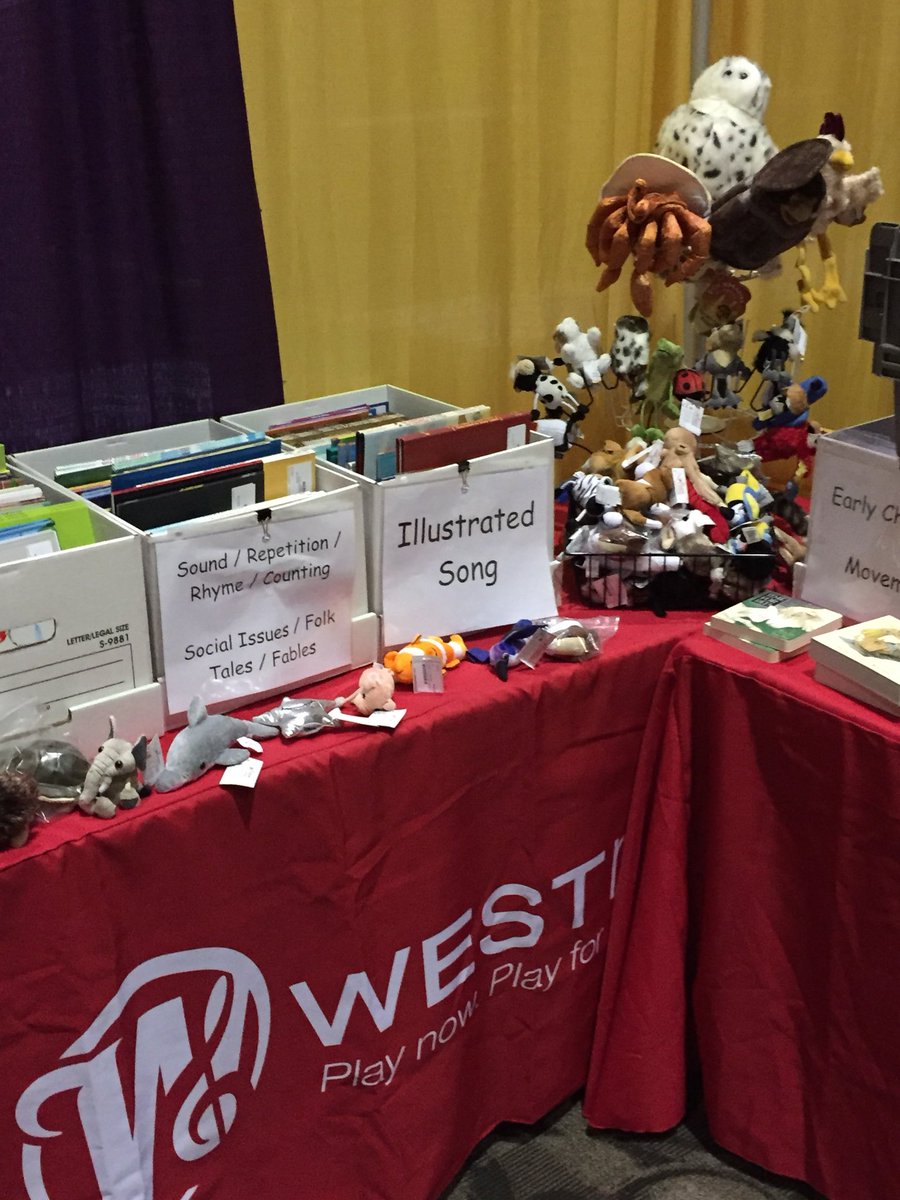 MMEAMichigan's tweet photo. @WestMusic is getting set up... can’t wait to buy some puppets later! See you at the reception at 7. #MMC2018  @MMCAnnual https://t.co/tXwux6sXOP