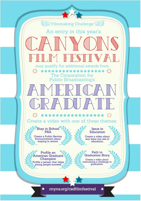 CSDFilmFestival's tweet photo. Trying to decide what the topic of your film should be for @CSDFilmFestival on May 3rd? Cr8 an American Graduate film! Themes include educ. milestones & issues in educ. Sponsored by UEN Utah American Grad project. #amgradut #csdfilmfestival https://t.co/YVz8bBlzmq https://t.co/iLWBfrlTec