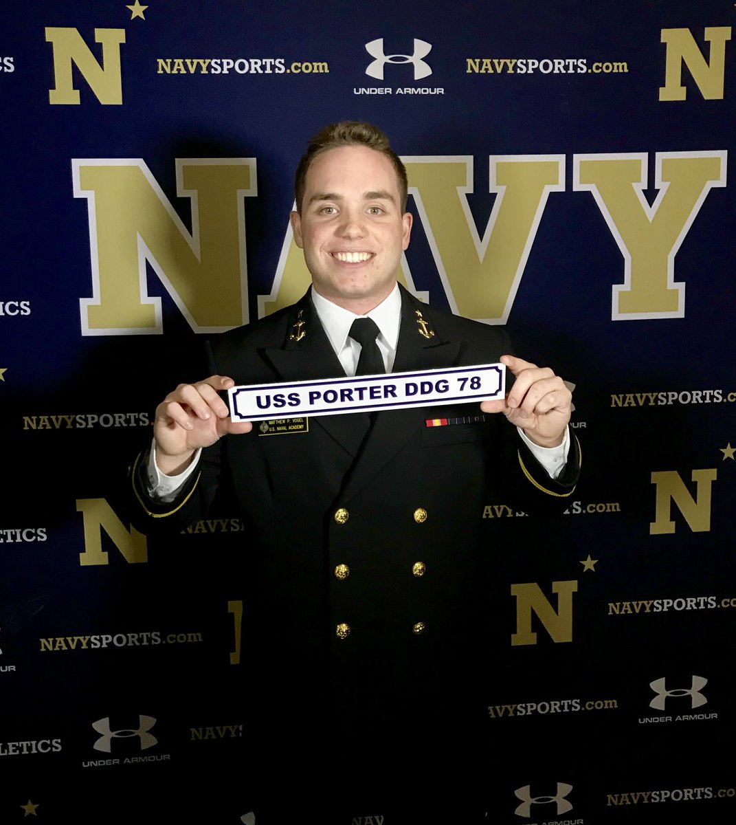 NavyAthletics's tweet photo. Matt Vogel of the Navy Sprint Football team had the No. 1 overall pick for #ShipSelection night! He chose the USS Porter out of Rota, Spain.  #NavySprint https://t.co/lO0AOb0ZqV