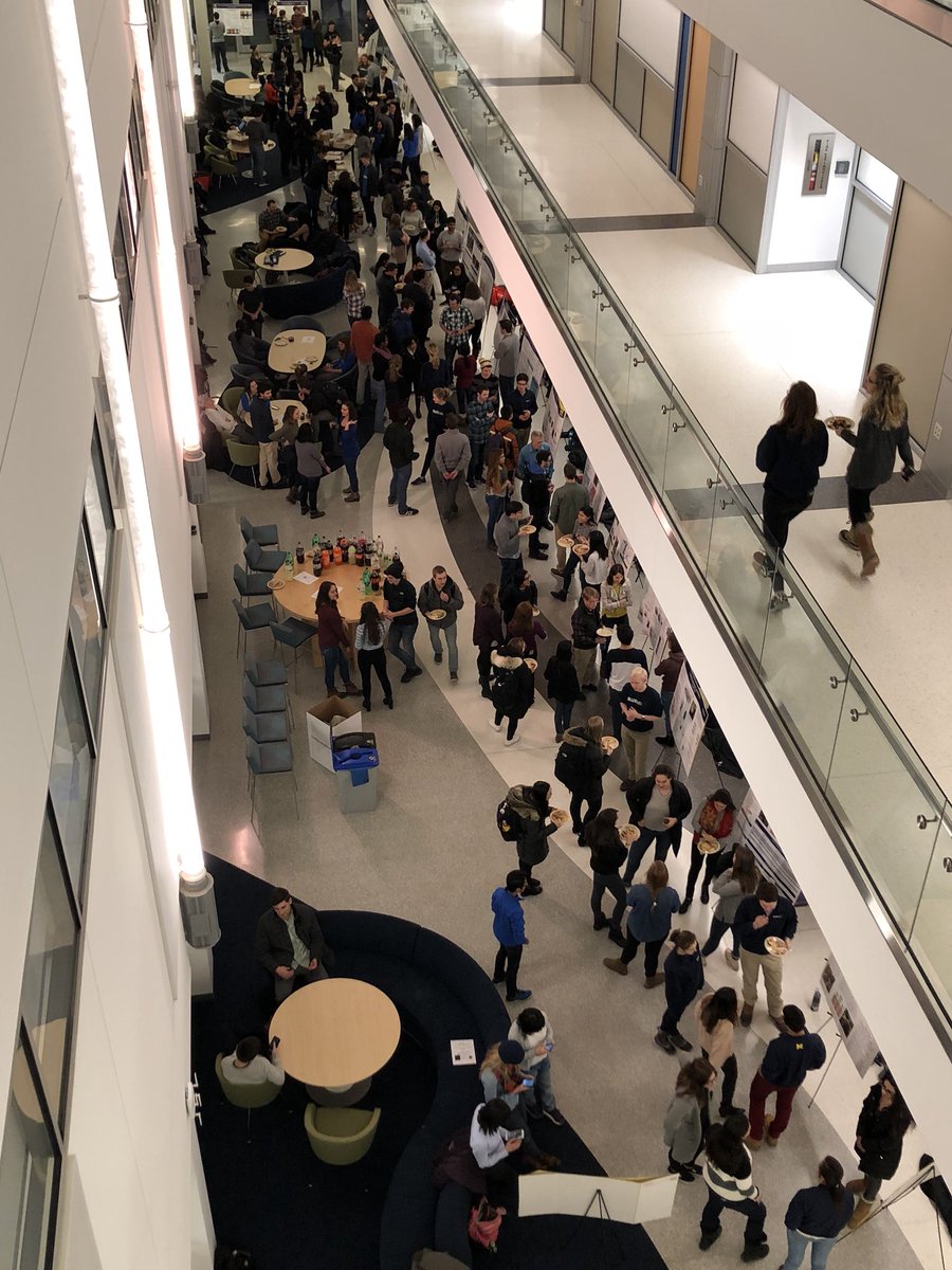 CSEDatUMICH's tweet photo. Socially engaged design poster session has filled the GG Brown atrium! #breakingthegrid https://t.co/L7w88gt4u8