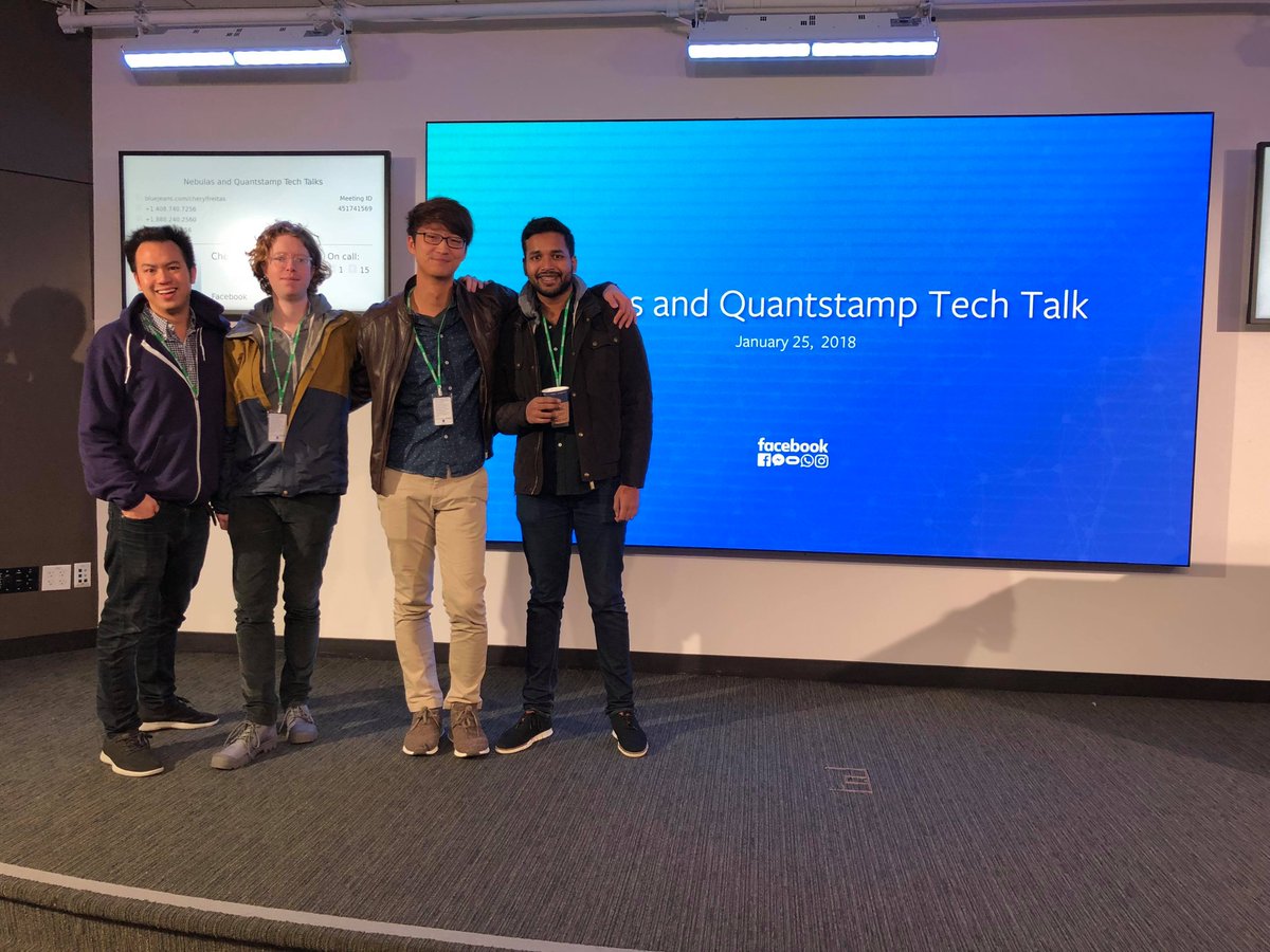 Quantstamp's tweet photo. Thanks @facebook for hosting us today, Big thumbs up. #Sharing the vision of a #secure #global #Blockchain https://t.co/7pEUv7k9em