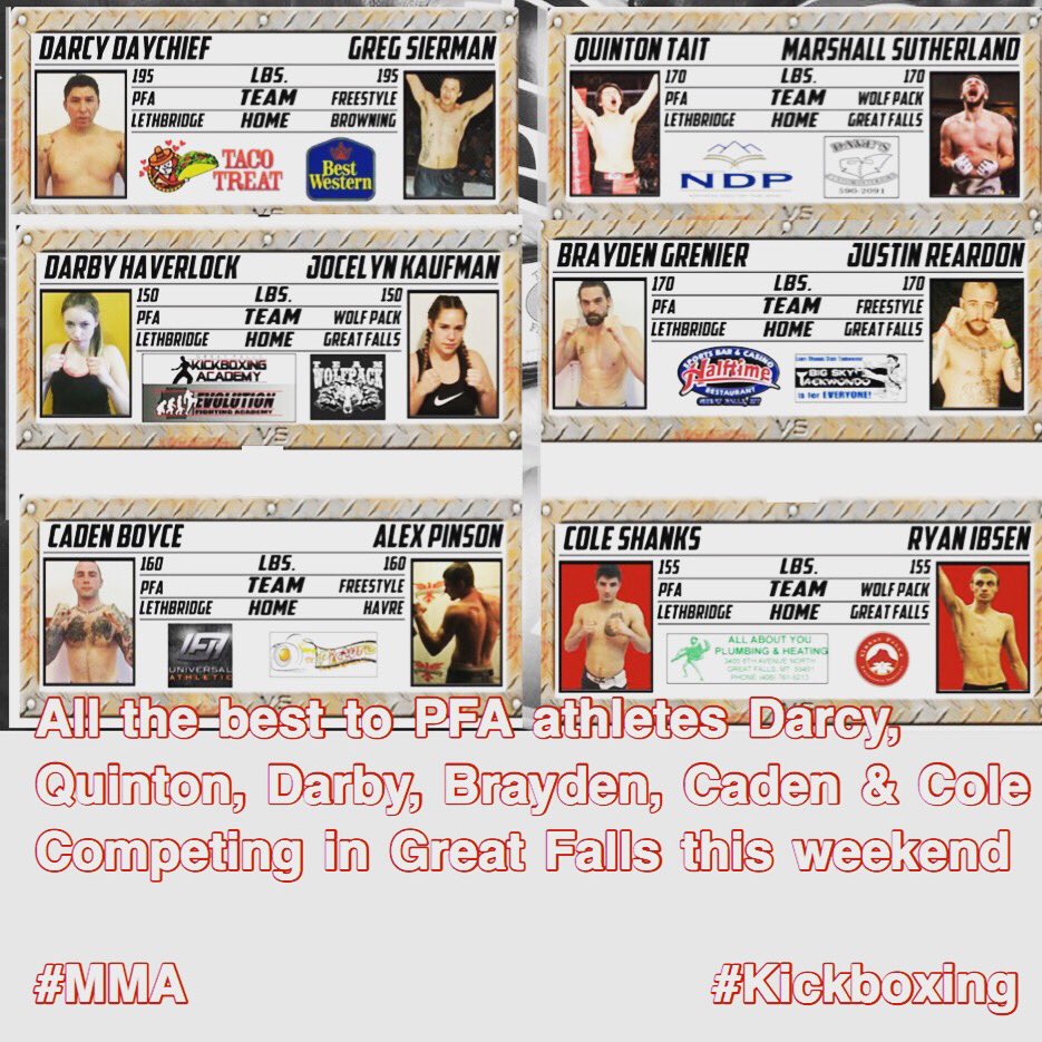 PFAdaily's tweet photo. Proud of everyone, going to be a great weekend if Fights! @quinton966 @ShanksFighting @darbyshea23 Caden Brayden and Darcy #teamPFA #PFApride https://t.co/KkbOcMaGo5