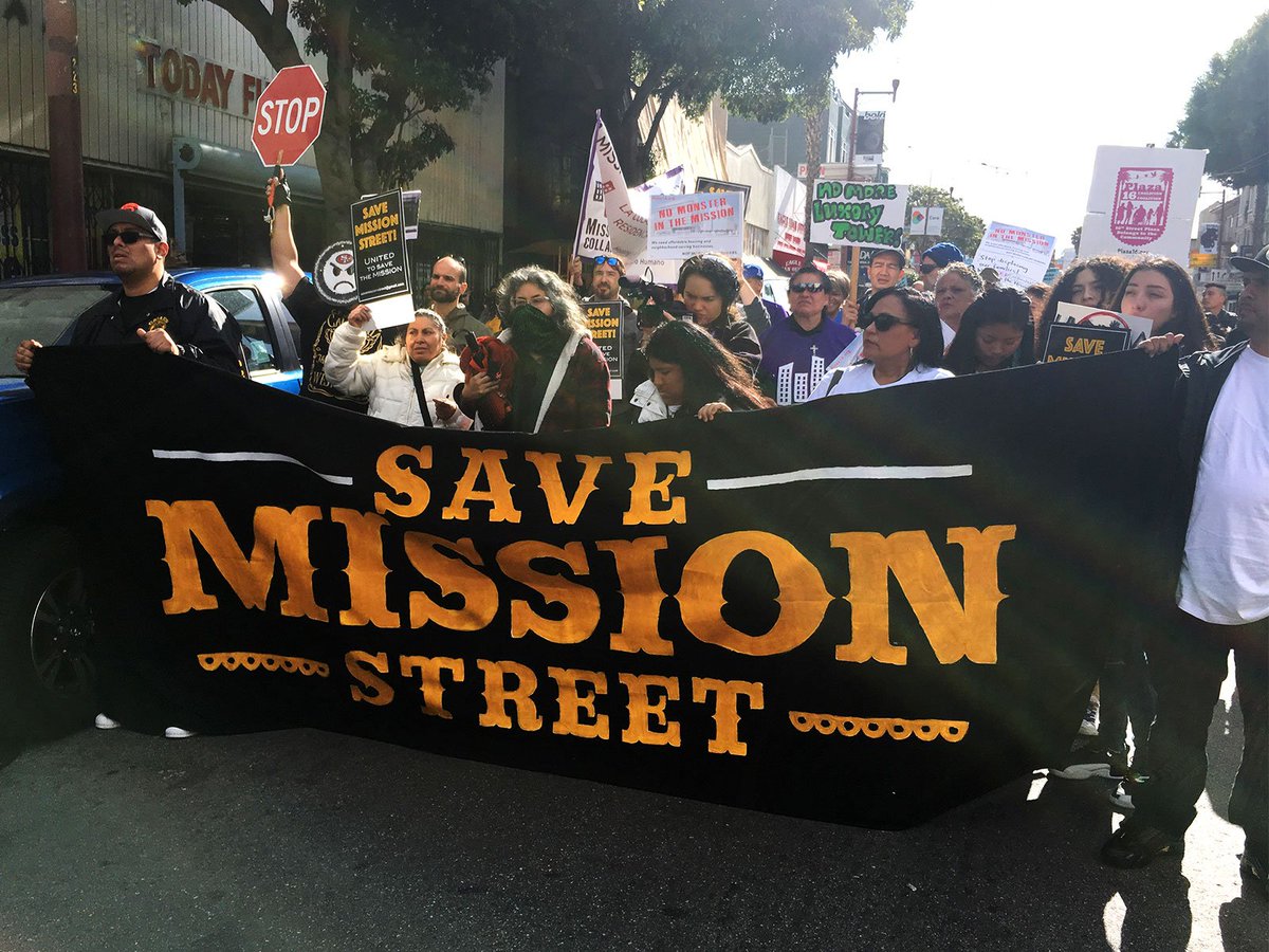 sfexaminer's tweet photo. Hundreds march to preserve Mission District culture, businesses, via @laura_waxee https://t.co/56oflH7nOx https://t.co/0LAY8jBVyJ