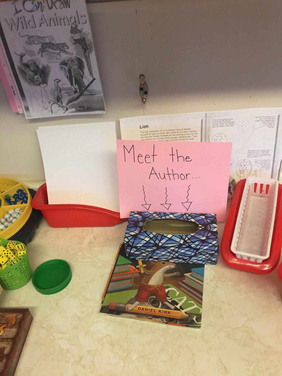 MissSacrey's tweet photo. Some play based learning in our class today. ‘Library Mouse’ meet the author, was a hit! Making their own class library of mini books #mylittlesponges #smarties #weitersforlife #learningprovocations @NLESDCA @SFOAschool https://t.co/0SJg6gE3UX