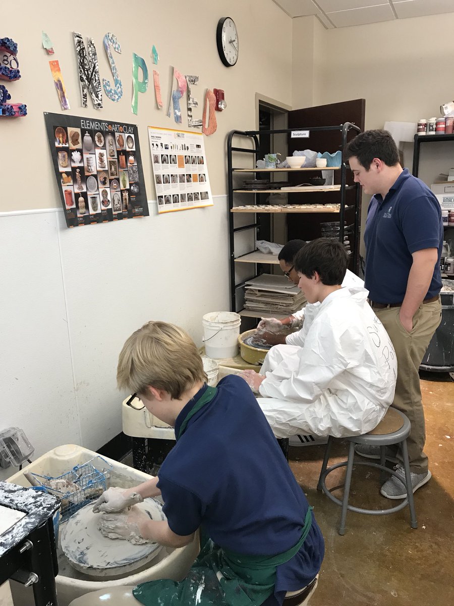 joycschultz's tweet photo. Proud of the student who donates time and knowledge to assist beginners on the potters wheel. #K12ArtChat #leadership #mentoring #ChoiceArt #ceramics #wheelthrowing https://t.co/AL1D2hPnVo