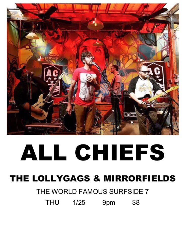 surfsideseven's tweet photo. TONIGHT!
ALL CHIEFS / LOLLYGAGS / MIRROR FIELDS
#freeodellsforfirst5folks https://t.co/AL13CTwoXS