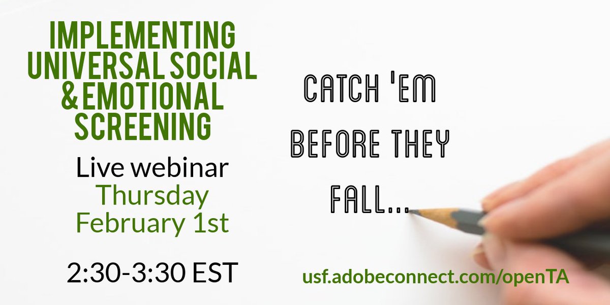 flpbis's tweet photo. Early intervention is key to success! This webinar will provide an overview of procedures for installing a universal social &amp; emotional screening system. Florida examples will be shared. #FLPBIS https://t.co/eQ8o3SUmTj